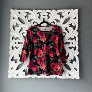 Women’s Rebecca Malone Floral Blouse Rhinestones M